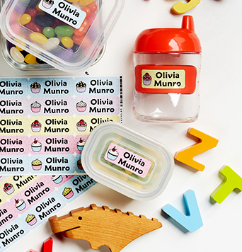 50 Or 100 Waterproof Kids Name Labels / Stickers For School - Personalised, Flag Theme